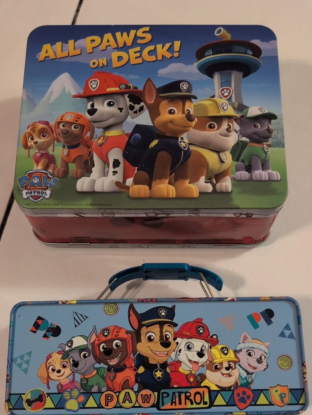 Paw Patrol Tin Lunchbox Pencil Case Set - Blue, Yellow, Red